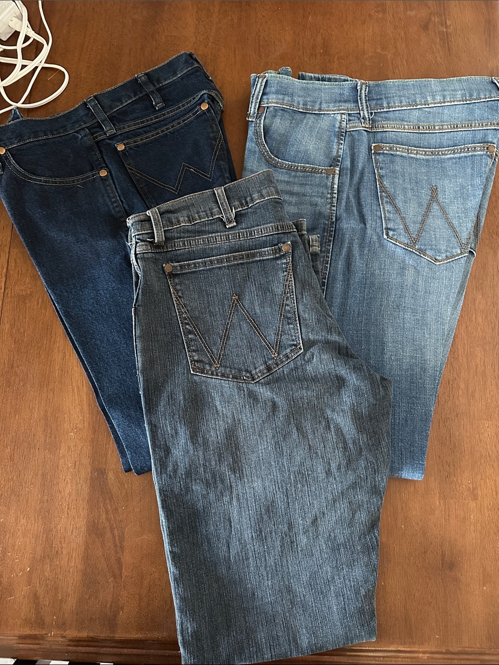 Wrangler Men’s Straight Leg Jeans - Dark Blue, Medium Blue, Light Blue